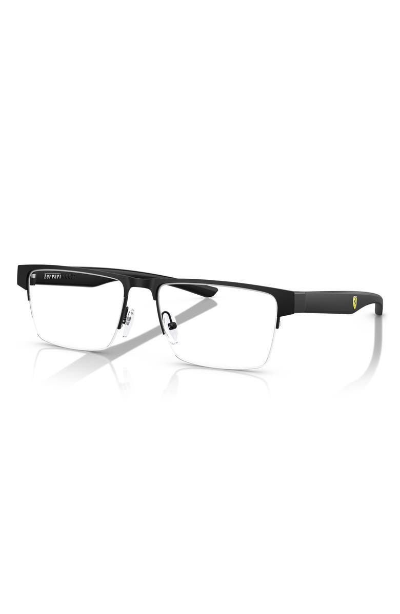 Scuderia Ferrari x Scuderia Ferrari 57mm Rectangular Optical Glasses, Alternate, color, Matte Black