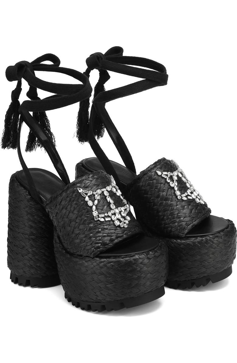 Naked Wolfe Beach Ankle Tie Raffia Platform Sandal, Main, color,