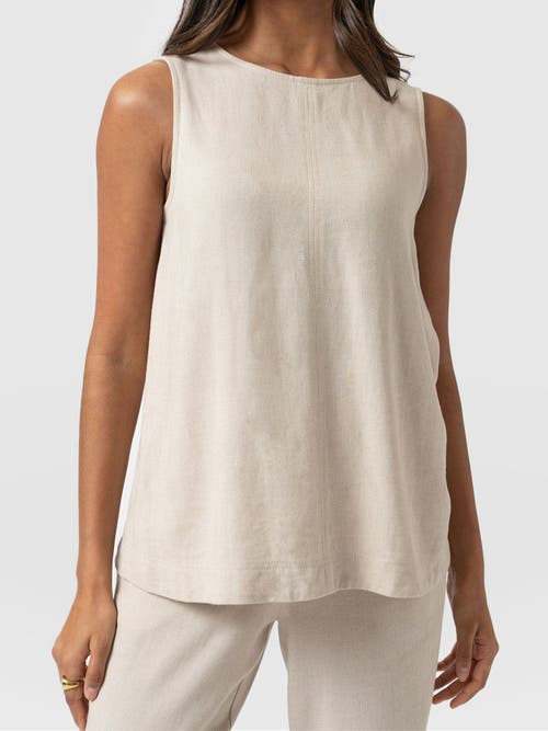 Saint + Sofia Corinne Linen Tunic In Beige