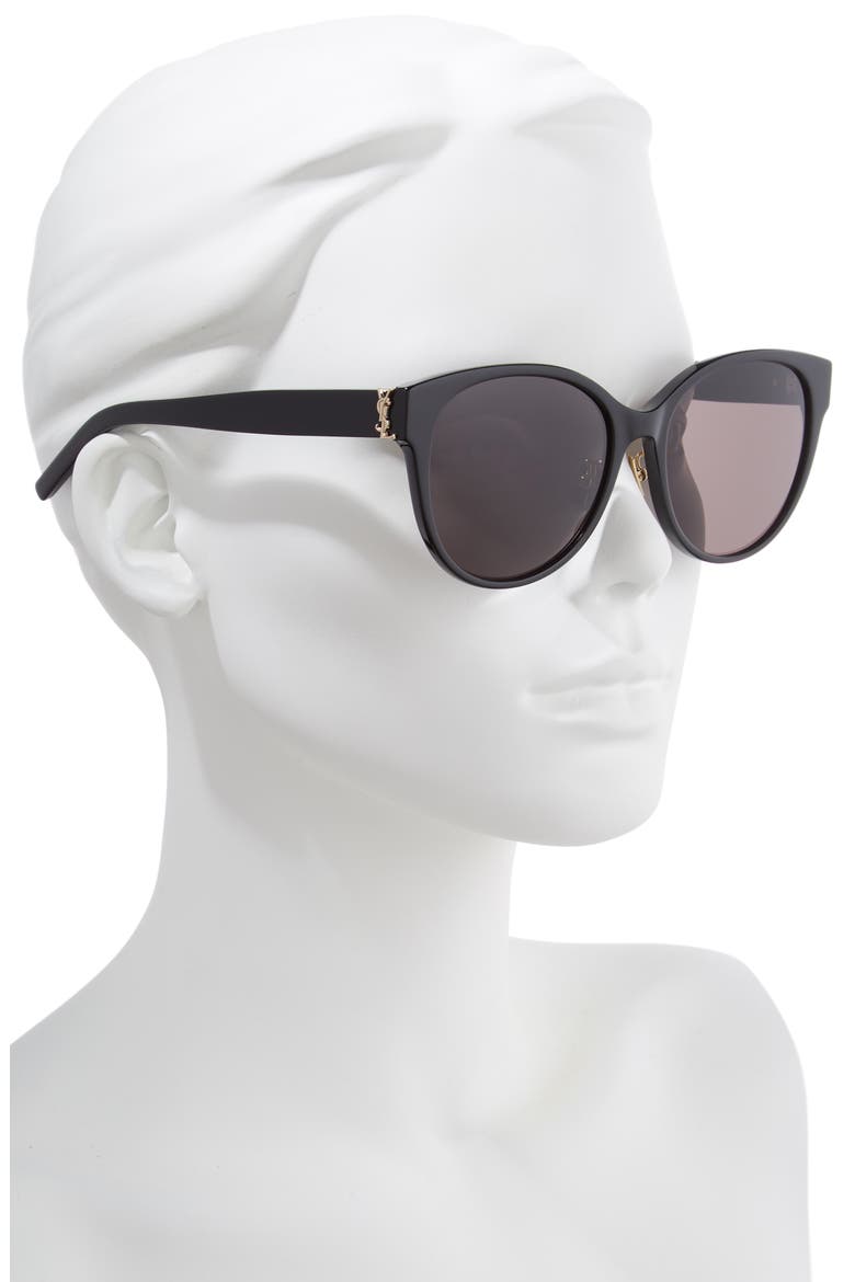57mm Round Sunglasses, Alternate, color, BLACK/ BLACK