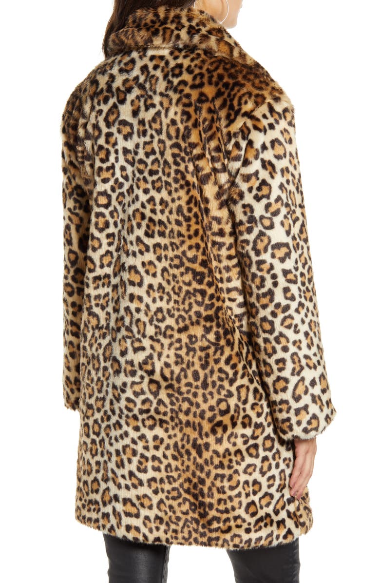 BLANKNYC Leopard Faux Fur Coat, Alternate, color, 