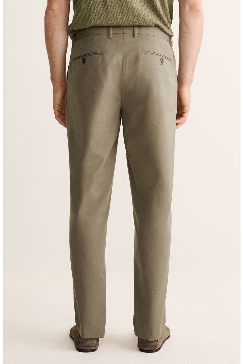 Slim Fit Flat Front Wool & Cotton Twill Pants, Alternate, color, KHAKI GREEN
