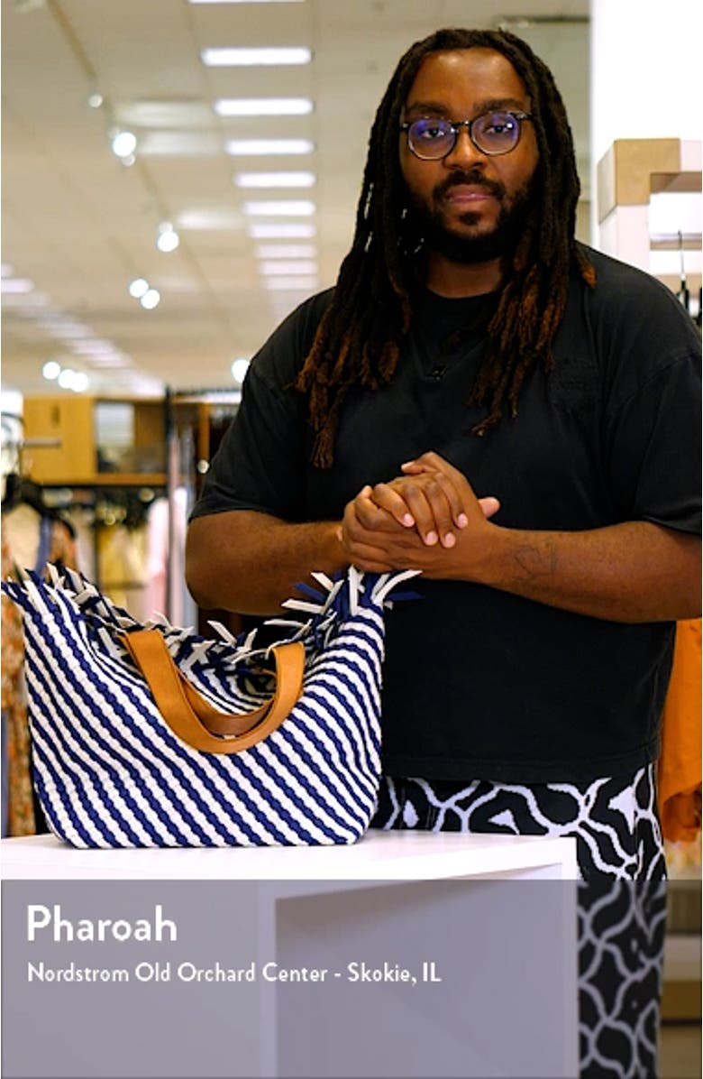 Medium Havana Stripe Woven Tote, sales video thumbnail