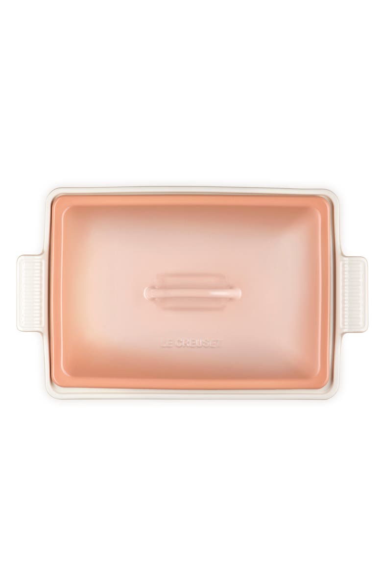Le Creuset 4-Quart Rectangular Stoneware Casserole with Lid, Alternate, color, Peche