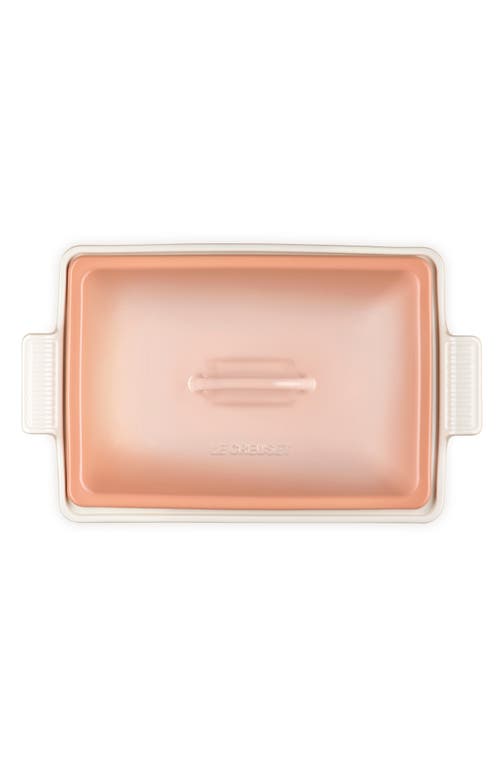 Le Creuset 4-quart Heritage Stoneware Covered Rectangular Casserole In Peche
