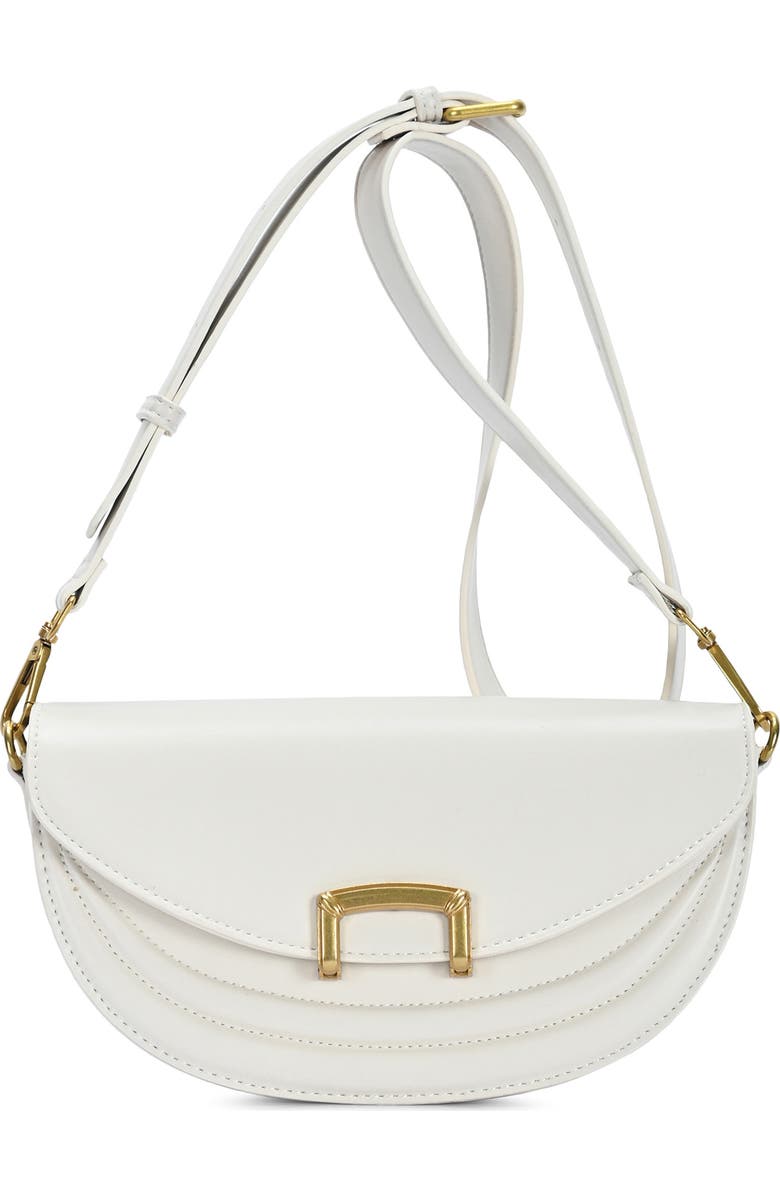 Madison West Buckle Half Moon Crossbody Bag, Main, color, Bone