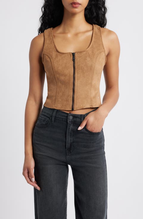Faux Suede Fitted Vest