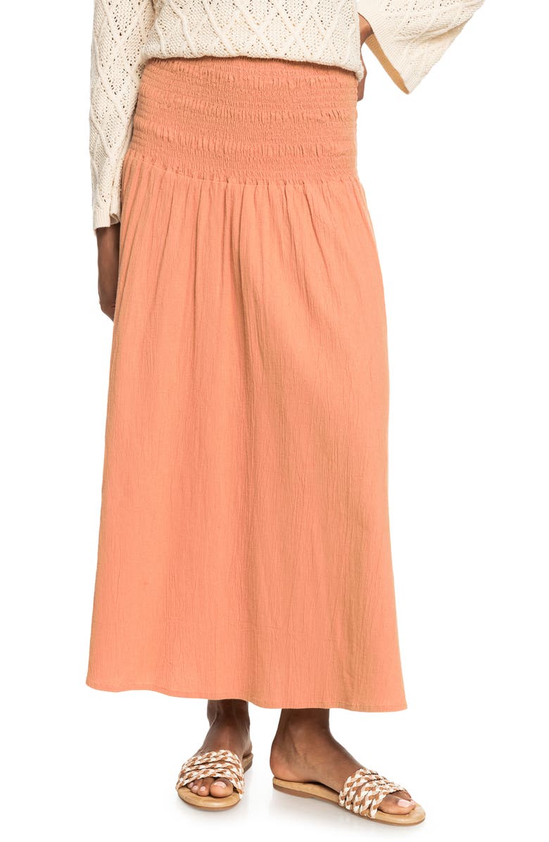 Roxy Cute Smocked Waist Maxi Skirt, Main, color, 