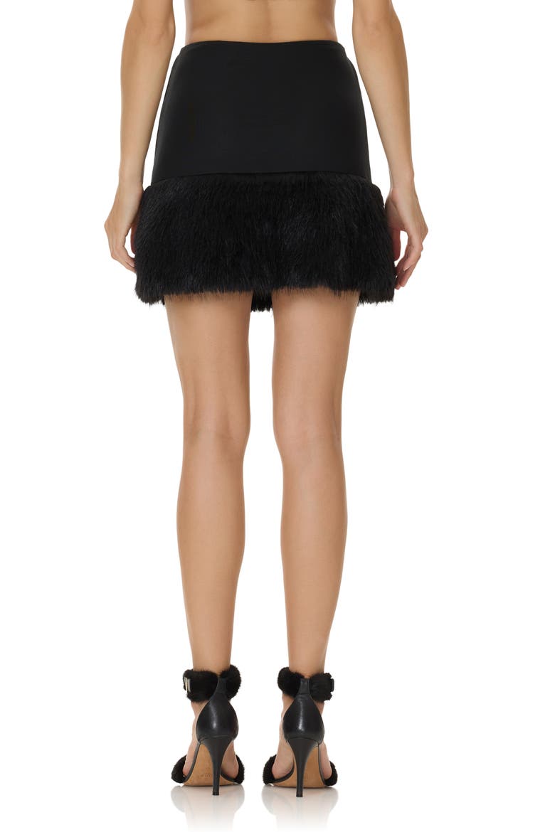 Kimiko Faux Fur Hem Mini Skirt, Alternate, color, NOIR
