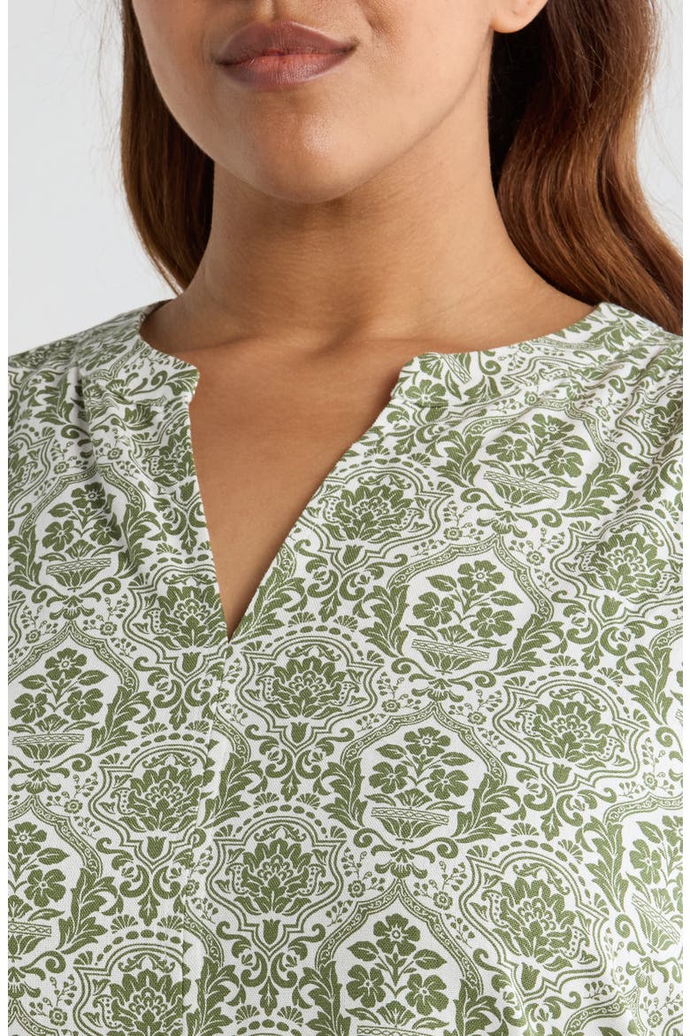 Estrada Floral Miah Top, Alternate, color, OLIVE-WHITE
