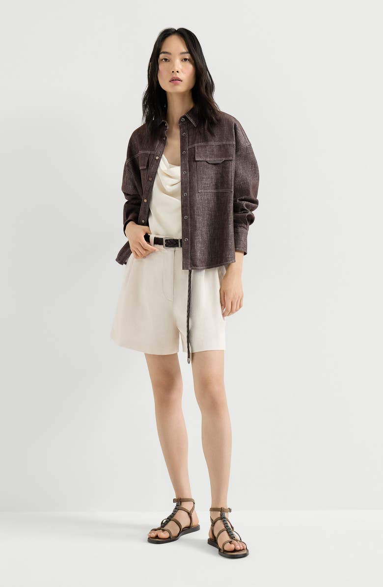 Brunello Cucinelli Sparkling no-fade denim shirt, Alternate, color, Cocoa