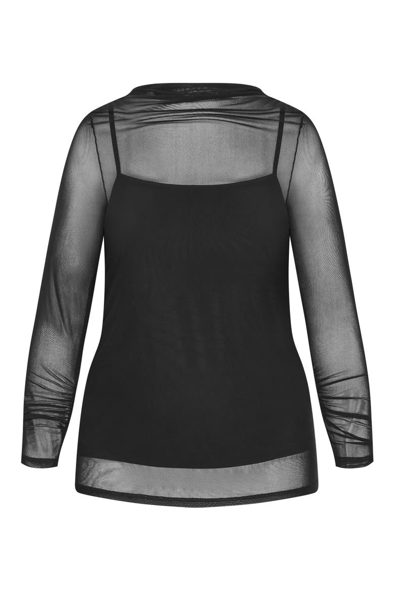 Lauryn Sheer Stretch Mesh Top, Alternate, color, BLACK