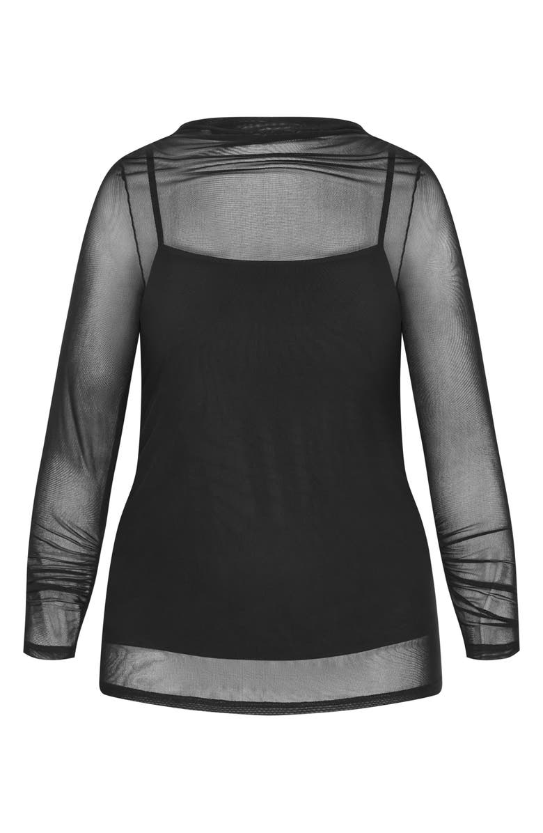 City Chic Lauryn Sheer Stretch Mesh Top, Alternate, color, Black