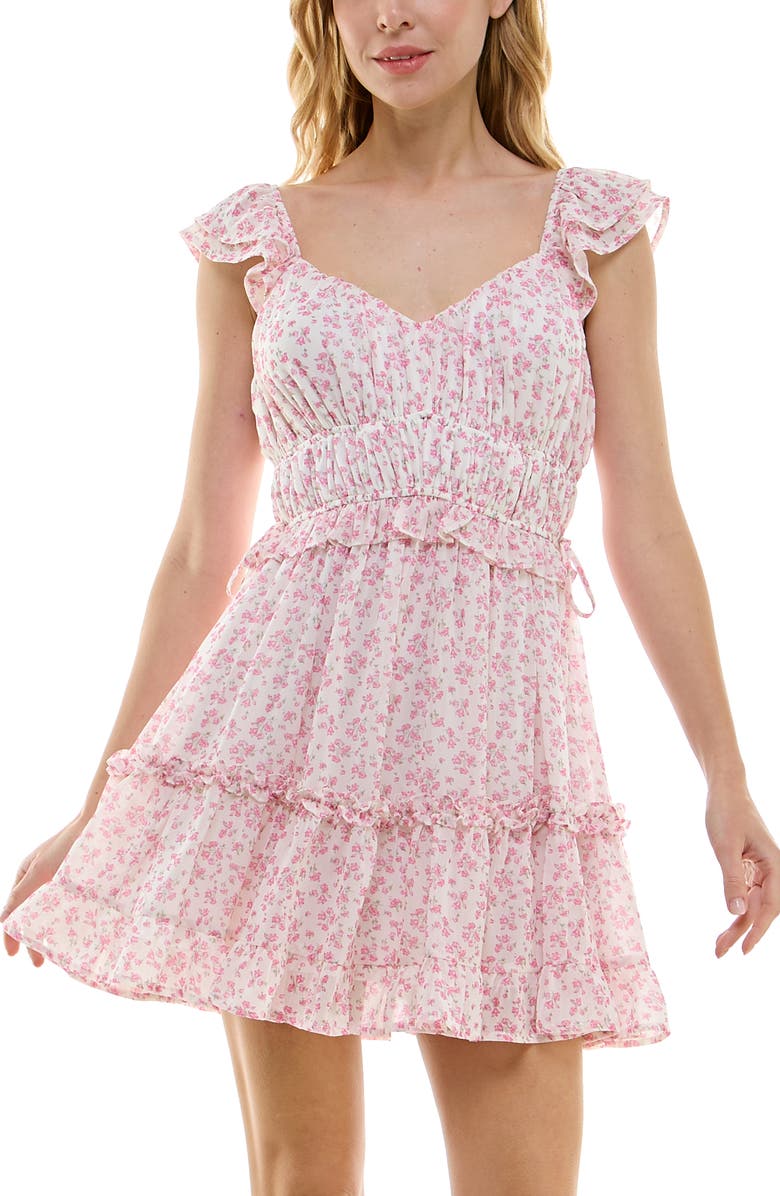 Row A Floral Ruffle Dress, Alternate, color, 