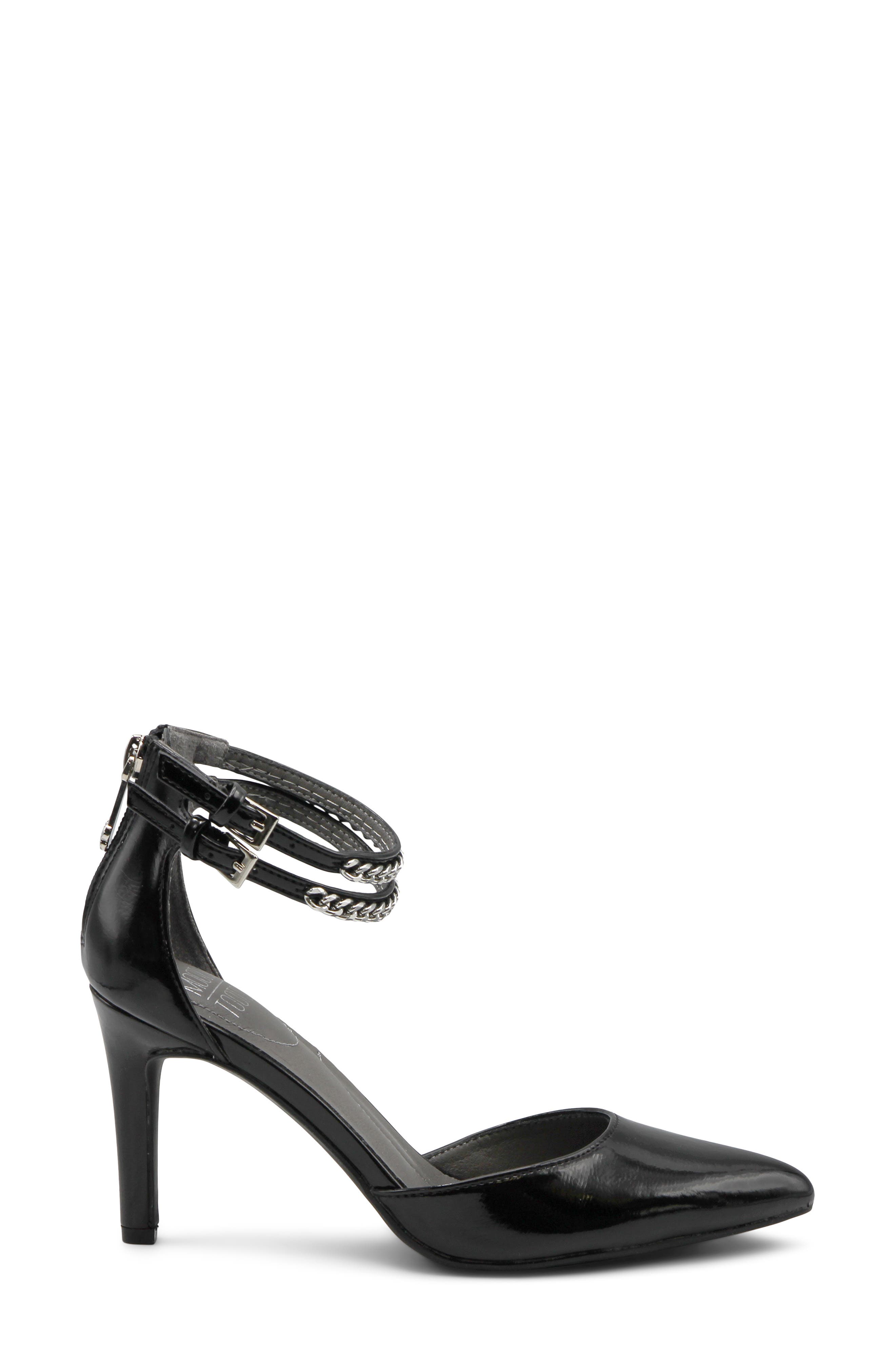 Anjel Pointed Toe Anke Strap Pump, Alternate, color, BLACK