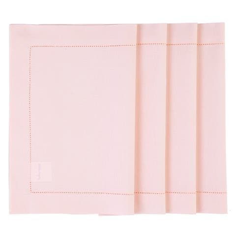 Cotton Linen Hemstitch Placemats Set of 4, 14 x 19"