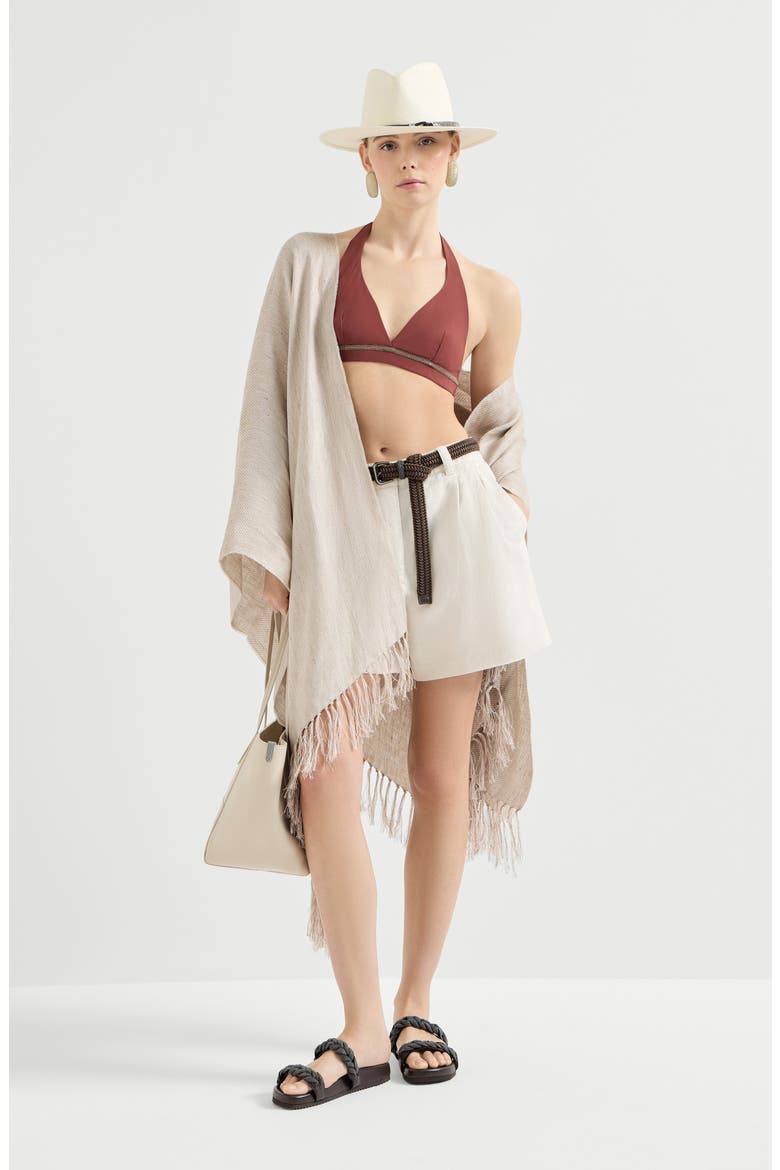 Linen cover poncho, Alternate, color, Beige