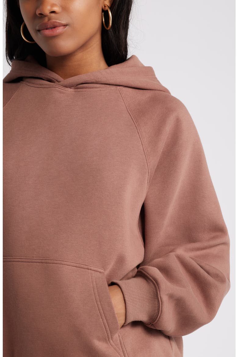 Fleece Detail Oversize Raglan Hoodie, Alternate, color, BROWN TOPAZ