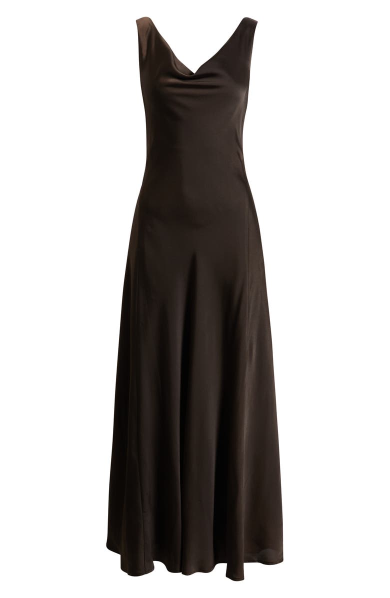 WAYF Tala Cowl Neck Satin Gown, Alternate, color, Dark Espresso