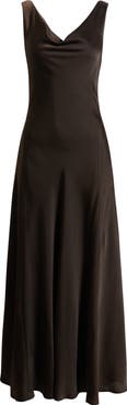 WAYF Tala Cowl Neck Satin Gown
