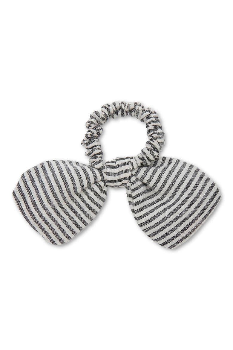 Penny Seersucker Bow Scrunchie, Alternate, color, JET