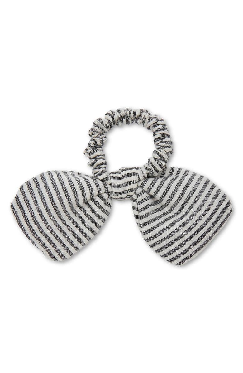 Lele Sadoughi Penny Seersucker Bow Scrunchie, Alternate, color, Jet