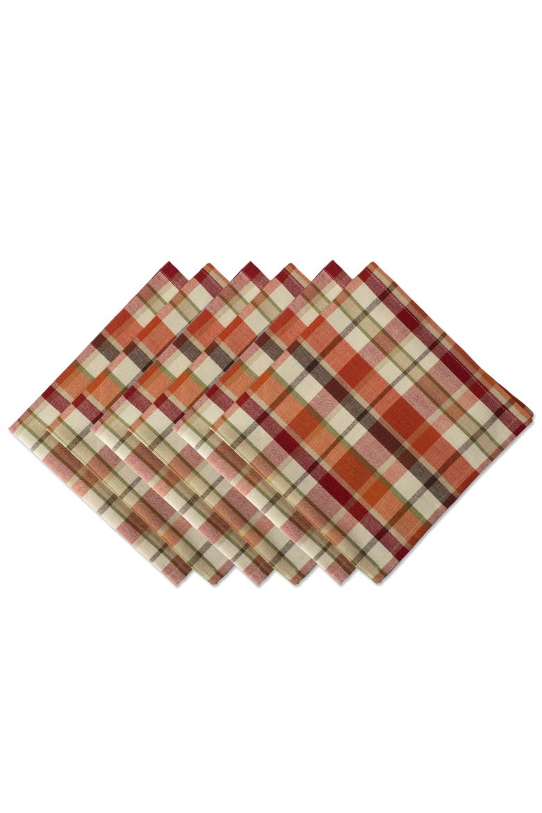 Pumpkin Spice Plaid Napkin Set/6, Main, color, Pumpkin Spice