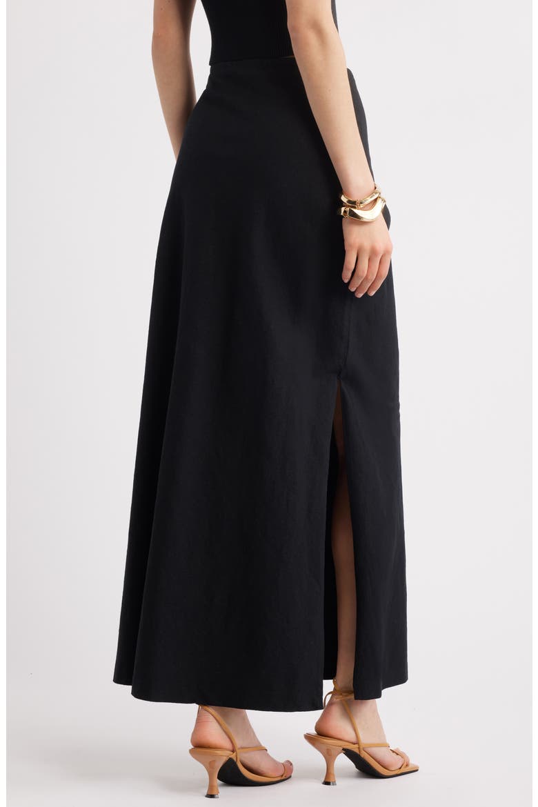 Linen Blend Skirt, Alternate, color, BLACK