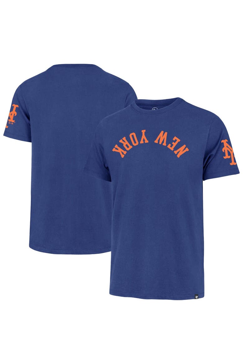 Men's '47  Royal New York Mets Upside Down Two-Peat Franklin T-Shirt, Main, color, Royal