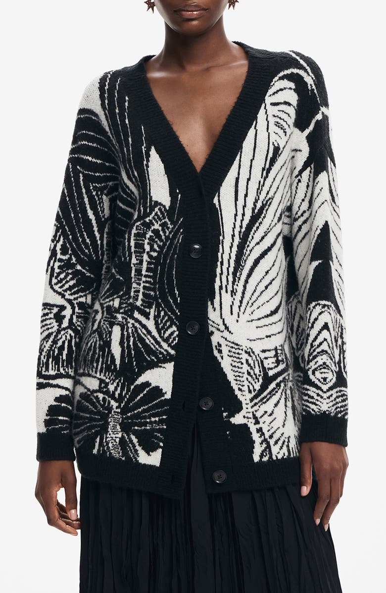 Desigual Halifax Botanical Jacquard Cardigan, Main, color,