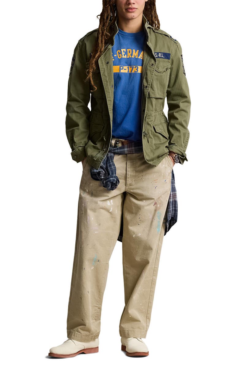 Polo Ralph Lauren Paint Spatter Cotton Twill Khaki Pants, Alternate, color, Montaukett