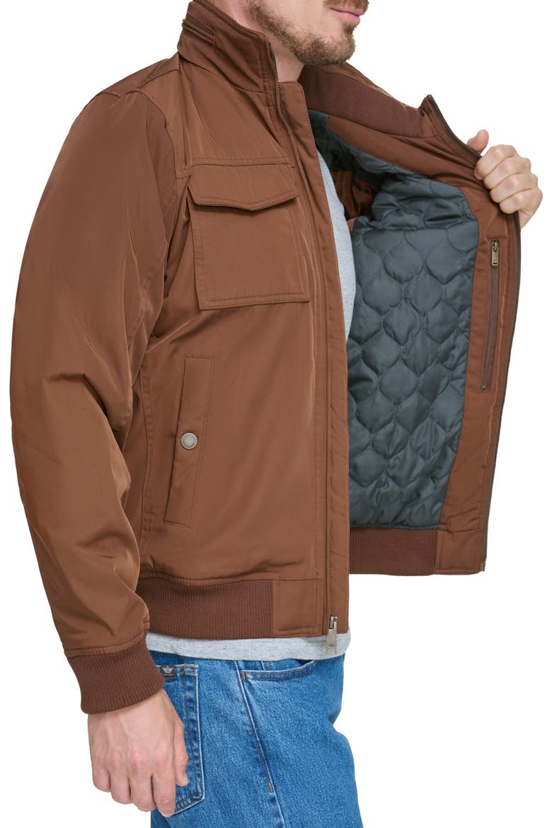 Quilted Lined Flight Bomber Jacket, Alternate, color, CHOCOLATE
