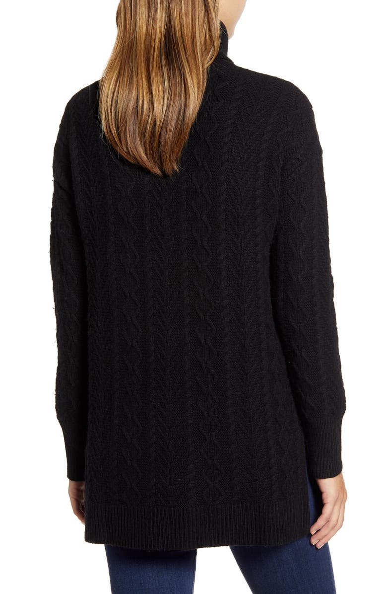 Halogen<sup>®</sup> Cable Turtleneck Tunic Sweater, Alternate, color,