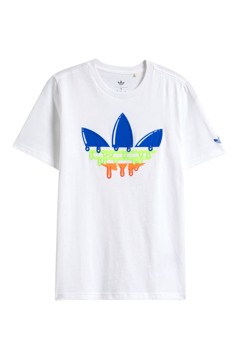Kids' OG Drip Trefoil Logo Graphic T-Shirt, Main, color, WHITE