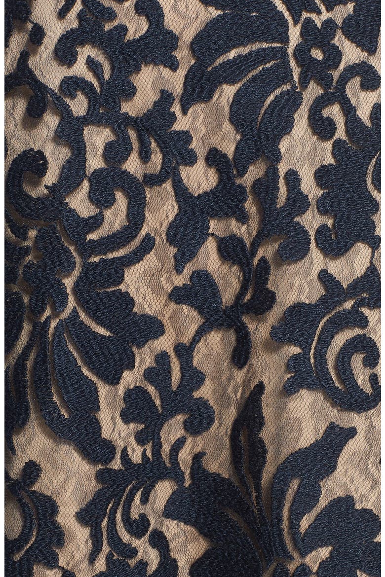 Belted Lace Dress, Alternate, color, NAVY/ NUDE