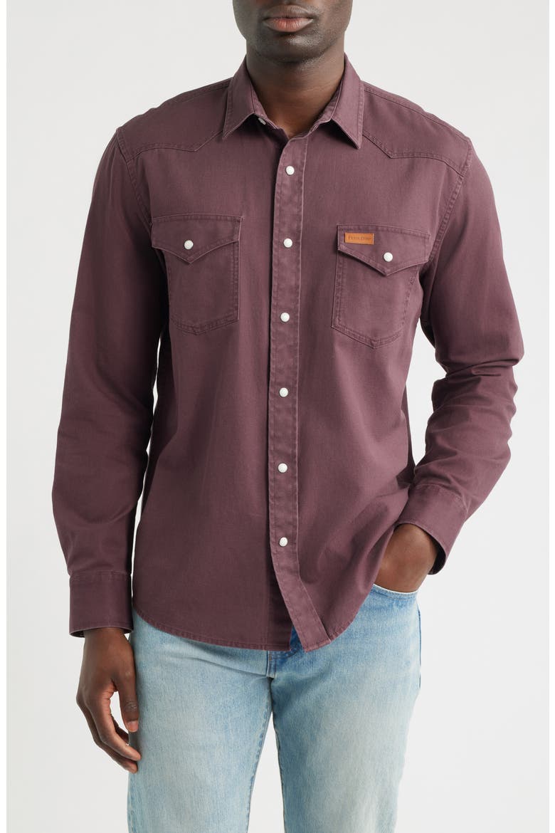 Dillon Cotton Twill Snap-Up Western Shirt, Main, color, WASHED BERRY