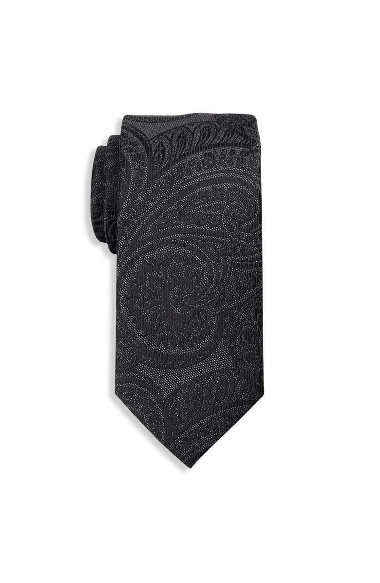 Michael Kors Big & Tall Galena Paisley Tie, Main, color, Black