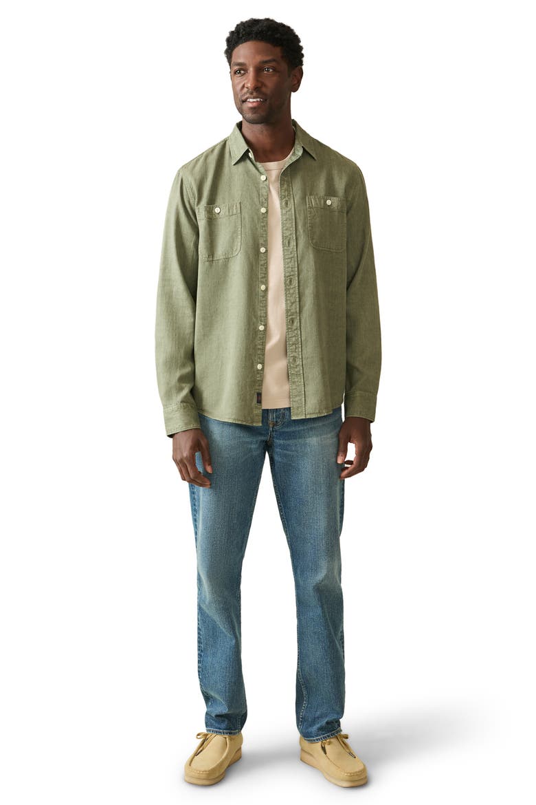 The Tried & True Lyocell & Linen Chambray Button-Up Shirt, Alternate, color, DESERT OLIVE