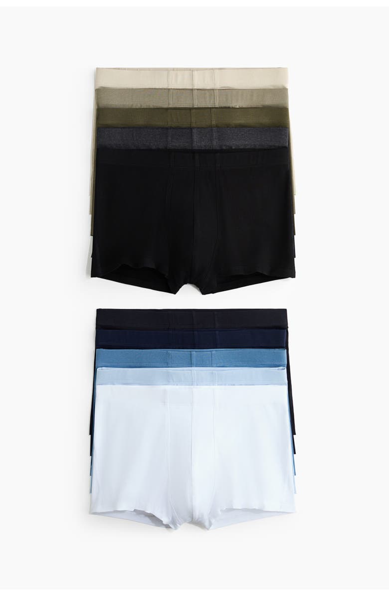 H&M 10-pack short cotton boxer shorts, Alternate, color, Navy Blue/Gray/Khaki Green