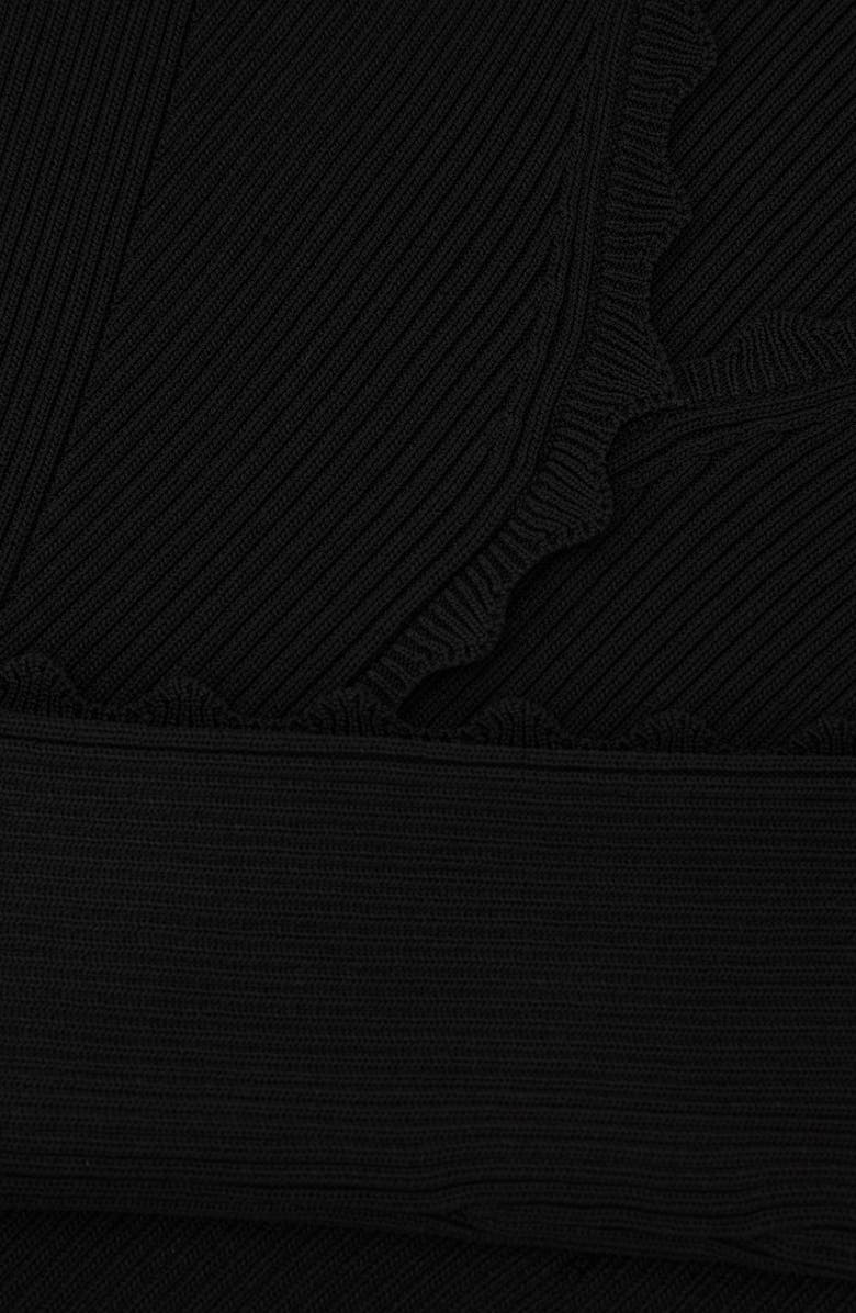 Reiss Orla Long Sleeve Belted Rib Minidress, Alternate, color, Black