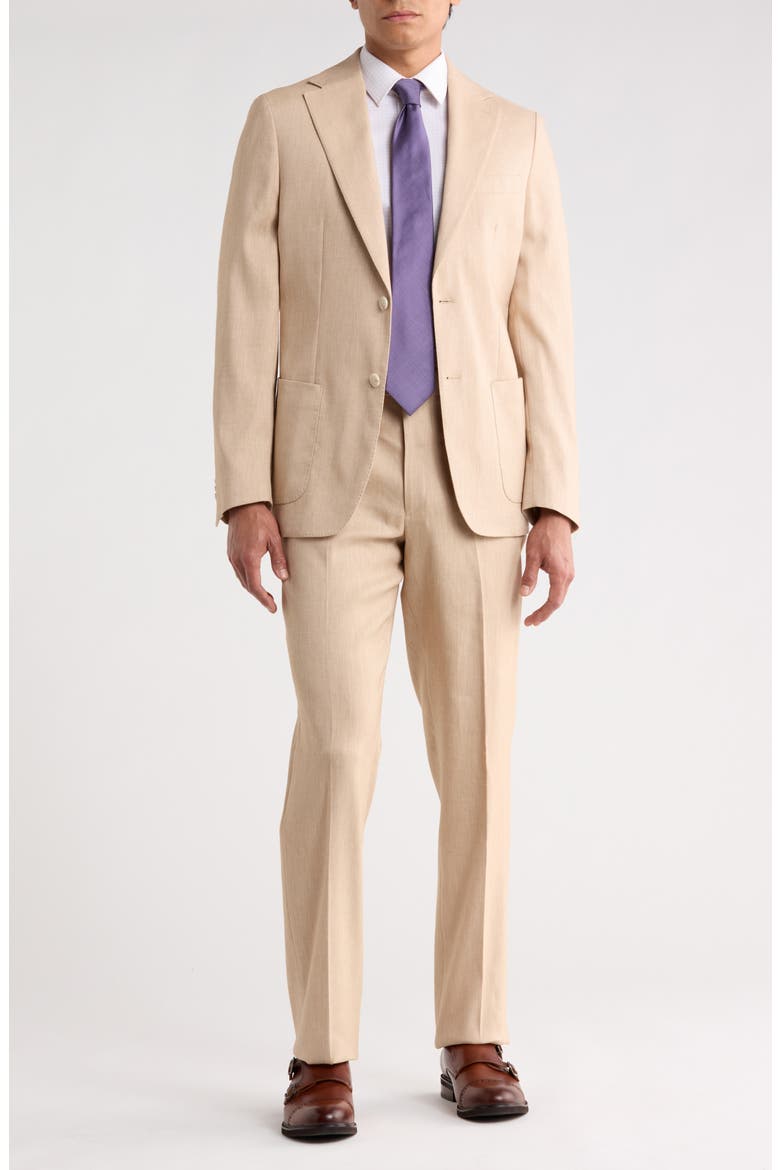 Linen Blend Suit, Main, color, TAN