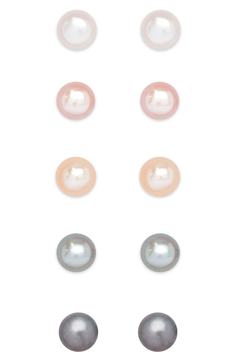 Lily Nily Kids' Set of 5 Assorted Freshwater Pearl Stud Earrings, Main, color, Multi