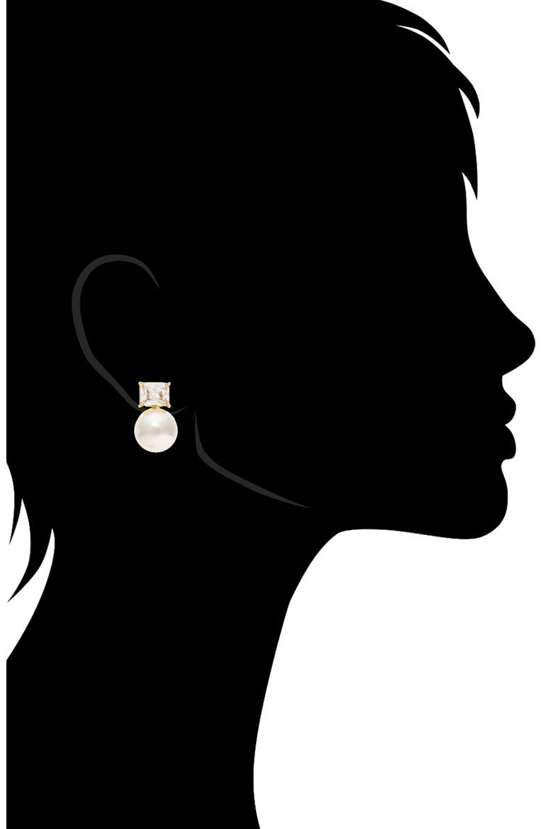 Cubic Zirconia & Faux Pearl Stud Earrings, Alternate, color, PEARL
