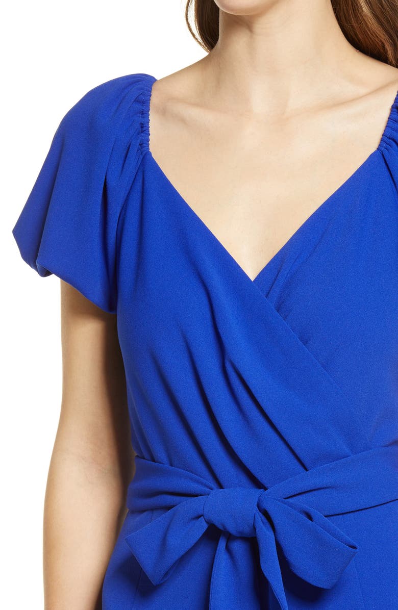 Julia Jordan Wrap Front Bubble Sleeve Jumpsuit, Alternate, color,