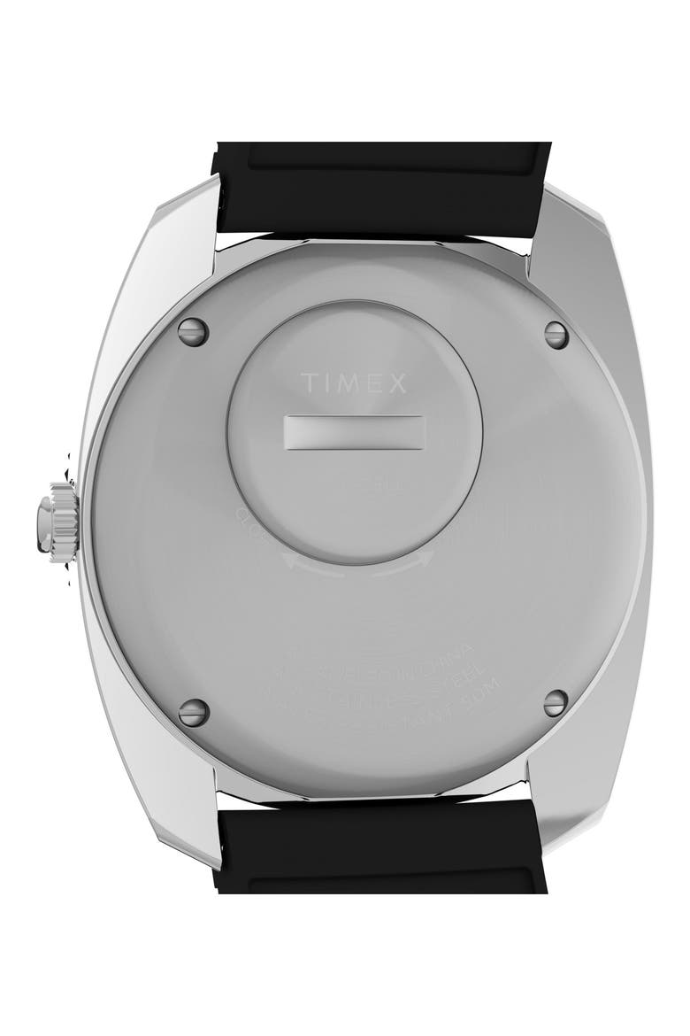 Q Timex Reissue 1971 Velocity Rubber Strap Watch, 36mm, Alternate, color, BLACK