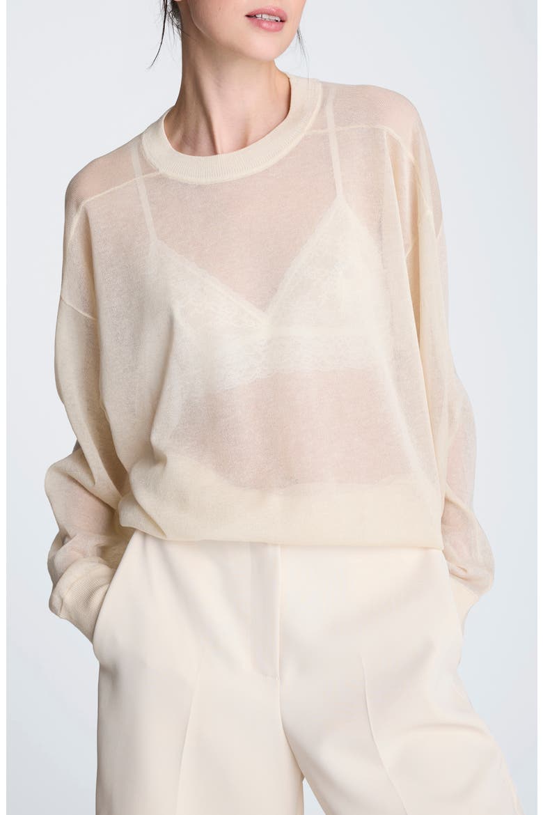 Sheer Crewneck Sweatshirt, Main, color, OYSTER