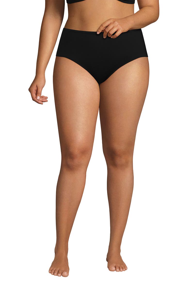 Plus Size Mid Rise Classic Bikini Bottoms, Main, color, Black