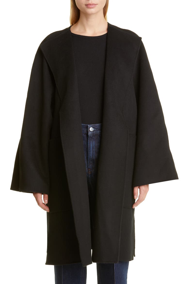 Totême Women's Doublé Wool Cape Coat, Main, color, BLACK