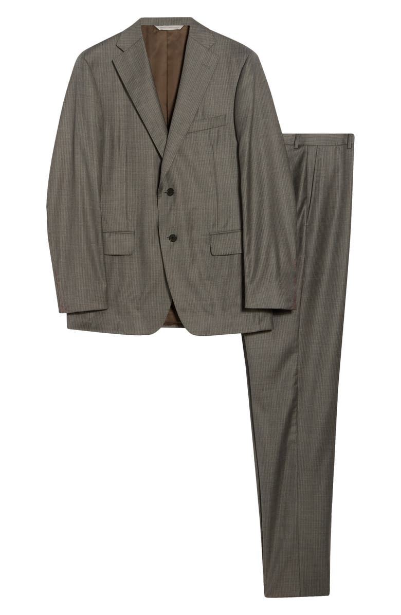 Samuelsohn Grey Stripe Super 110s Wool Suit, Main, color, Mid Grey
