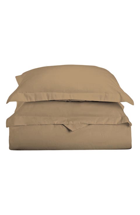Solid Beige Microfiber Duvet Cover Set